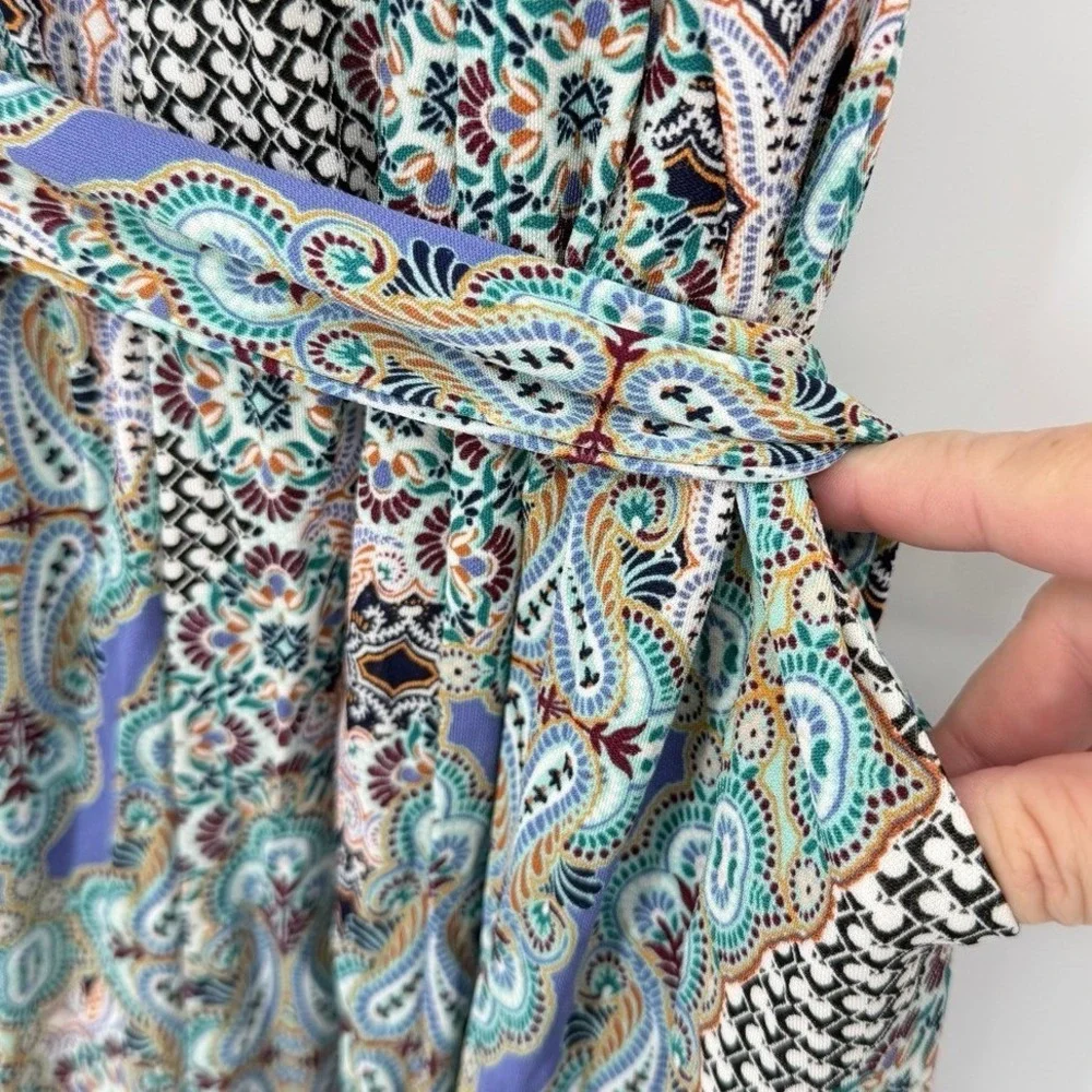 Anthropologie Elevenses Large‎ Jumpsuit Sleeveless Belt Paisley Boho City Summer